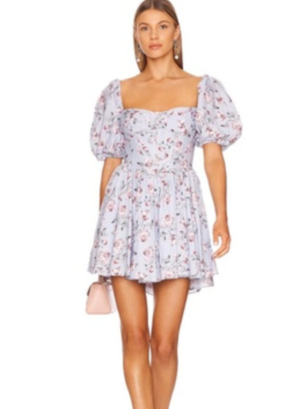 Bardot Kiah Corset Mini Dress Blue Rose Floral Size S